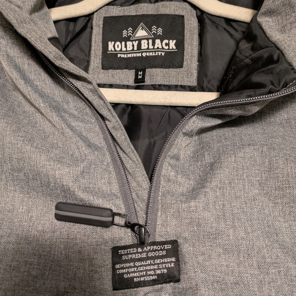 Men's Gray and Black Hooded Jacket - Picture 3 of 14
